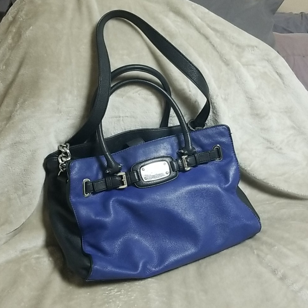 Michael Kors Blue Black Genuine Leather Handbag
